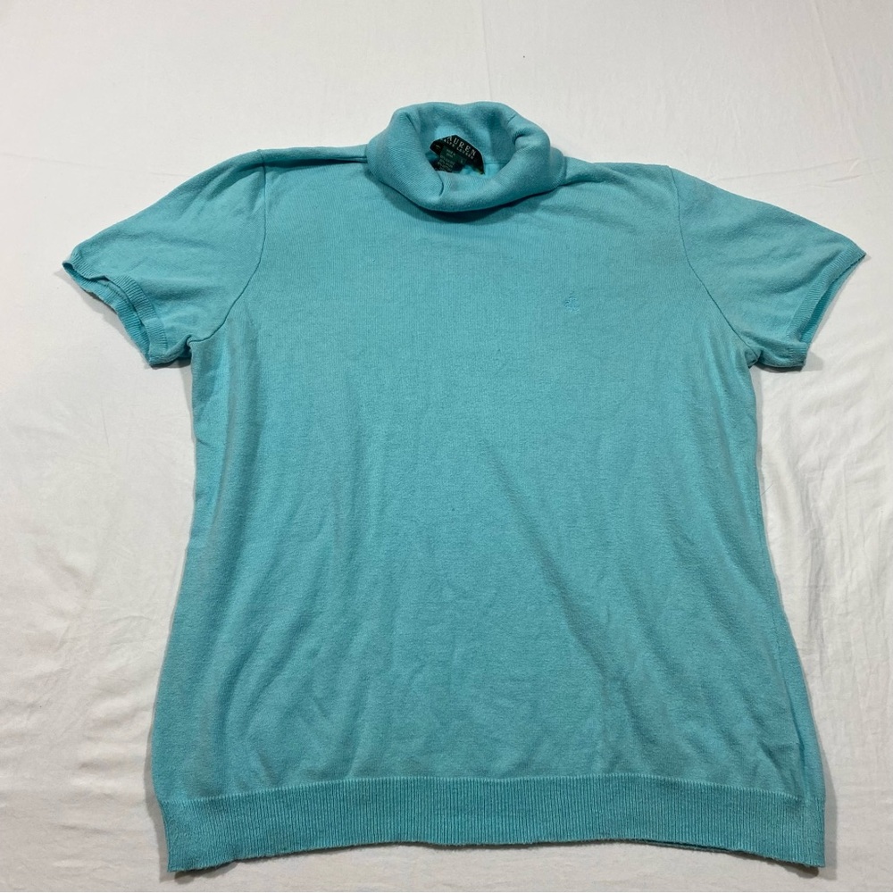 Ralph Lauren Turtleneck Sweater Short-Sleeve Knit Silk Blend Shirt